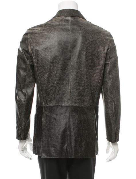 prada vintage leather coat|Prada distressed leather jacket.